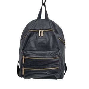 The Honest Company City Backpack‎ Diaper Bag Black Gold Vegan Faux Leather